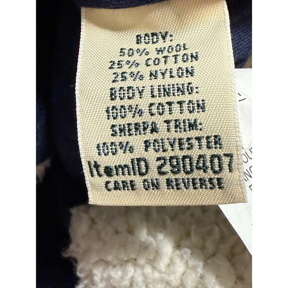 LL Bean Hooded Sweater Sherpa Button Wool Blend 290407 Womens Small Blue White - Picture 3 of 10